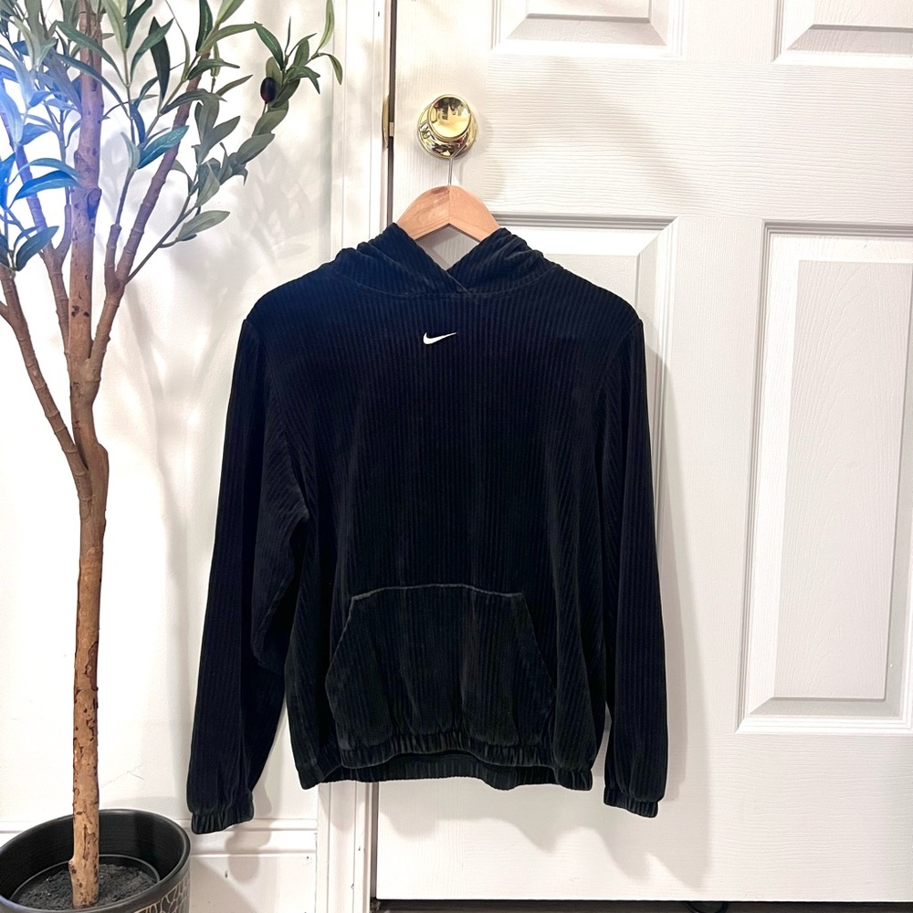 Nike black velour hoodie